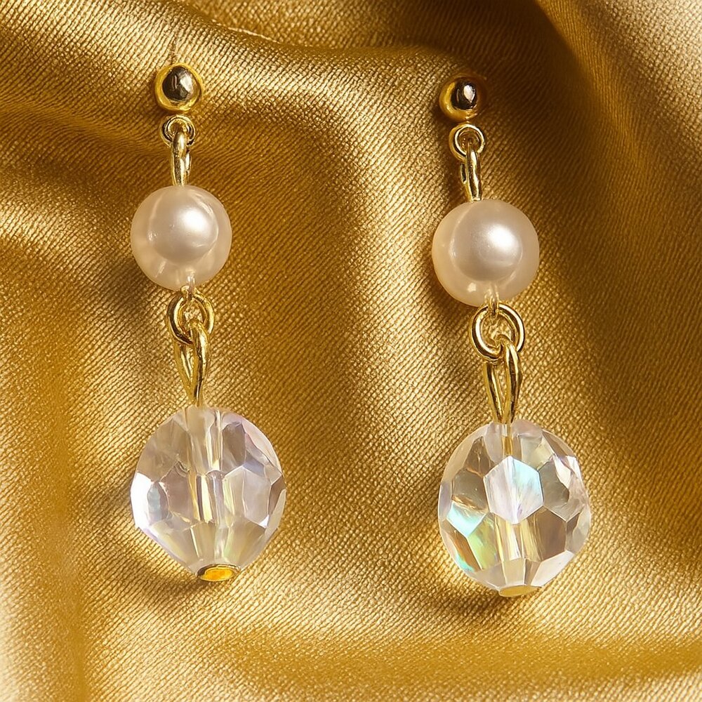 KATHERYN KENT Gold-tone Post Drop Dangle Beaded Earrings Women's Fashion Jewelry